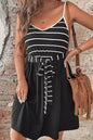 Stripe Colorblock Sleeveless Belted Dress