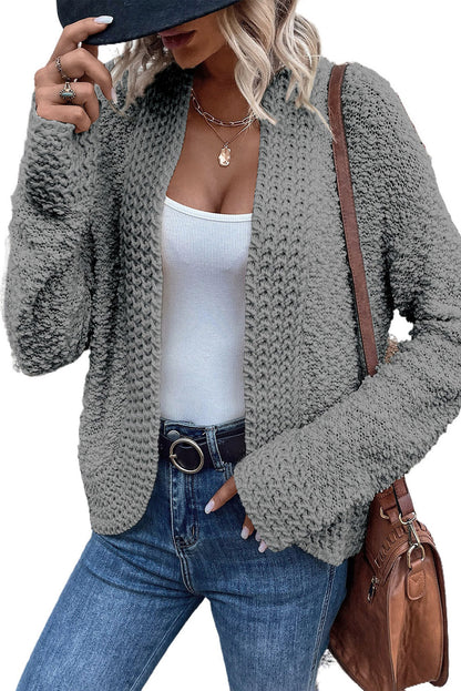 Popcorn Open Front Cardigan