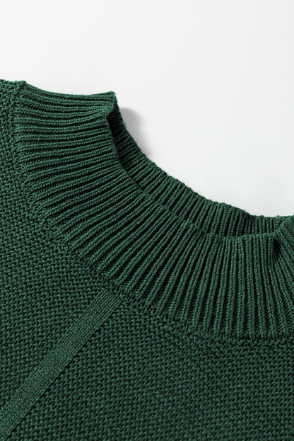 Solid Front Seam Drop Shoulder Sweater