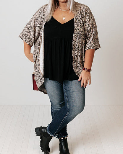 Leopard Open Front Cardigan Plus Size