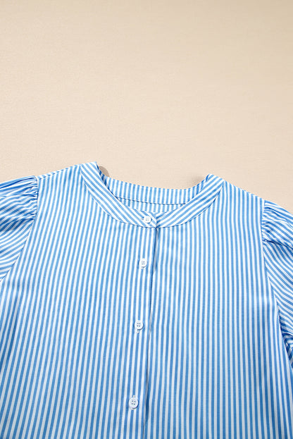 Stripe Bubble Short Sleeve Tiered Scallop Dress