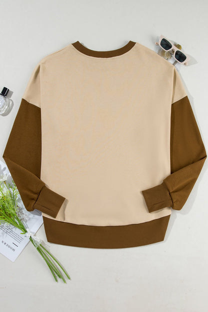 Colorblock Thumbhole Sleeve Sweatshirt