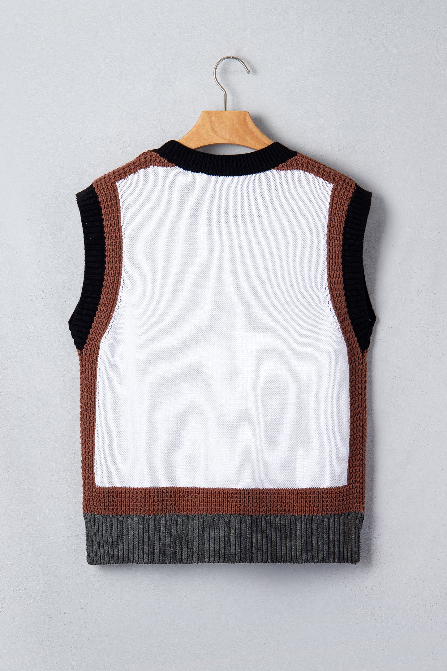 Western Horse Colorblock Trim Sleeveless Sweater Top