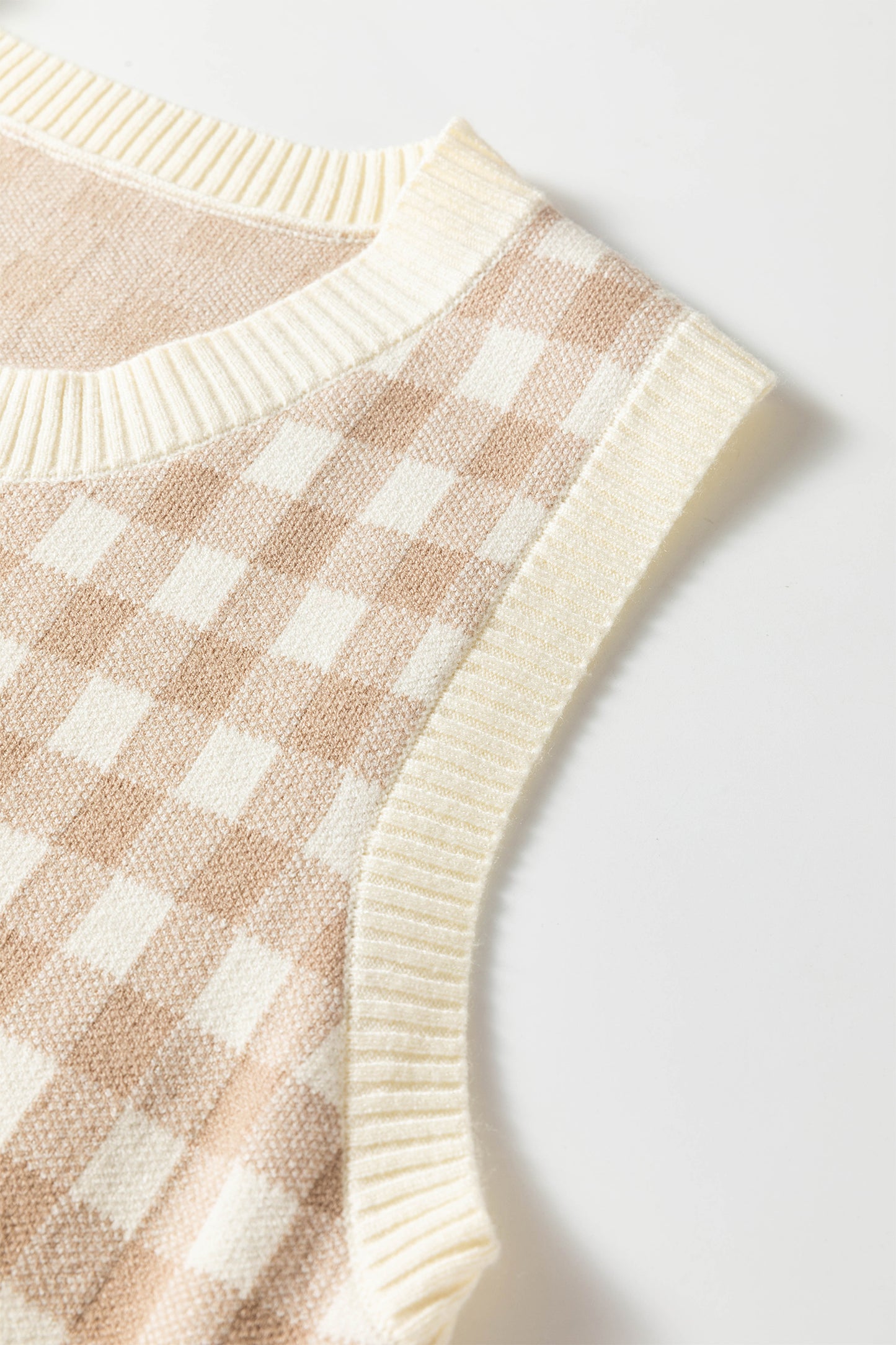 Gingham Detachable Shawl Wrap Sweater Tank