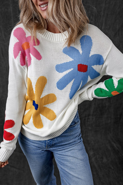 Floral Long Sleeve Crewneck Sweater