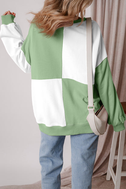 Colorblock Crewneck Henley Sweatshirt