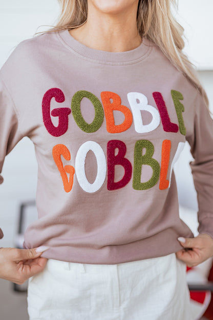 GOBBLE Thanksgiving Raw Hem Sweatshirt