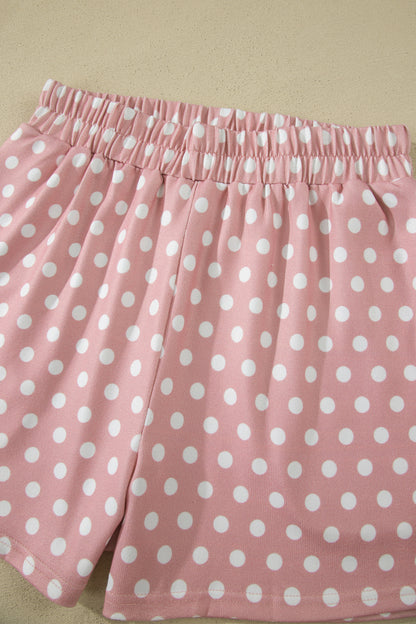 Polka Dot Relaxed Top & Drawning Shorts Set