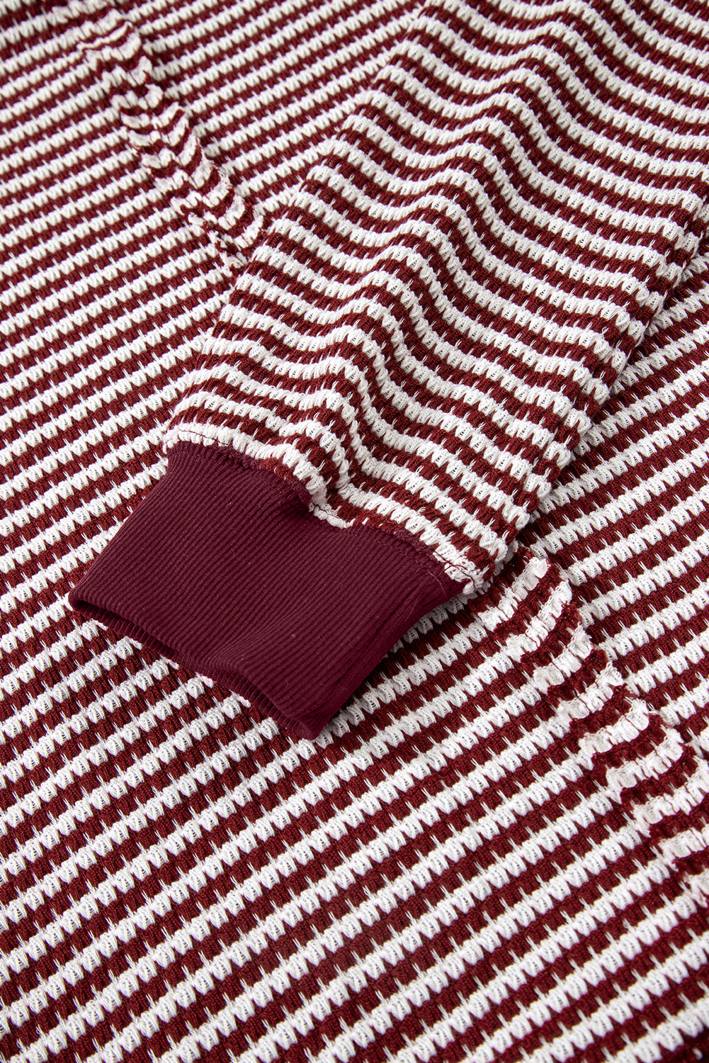 Stripe Ribbed Trim Drop Shoulder Top