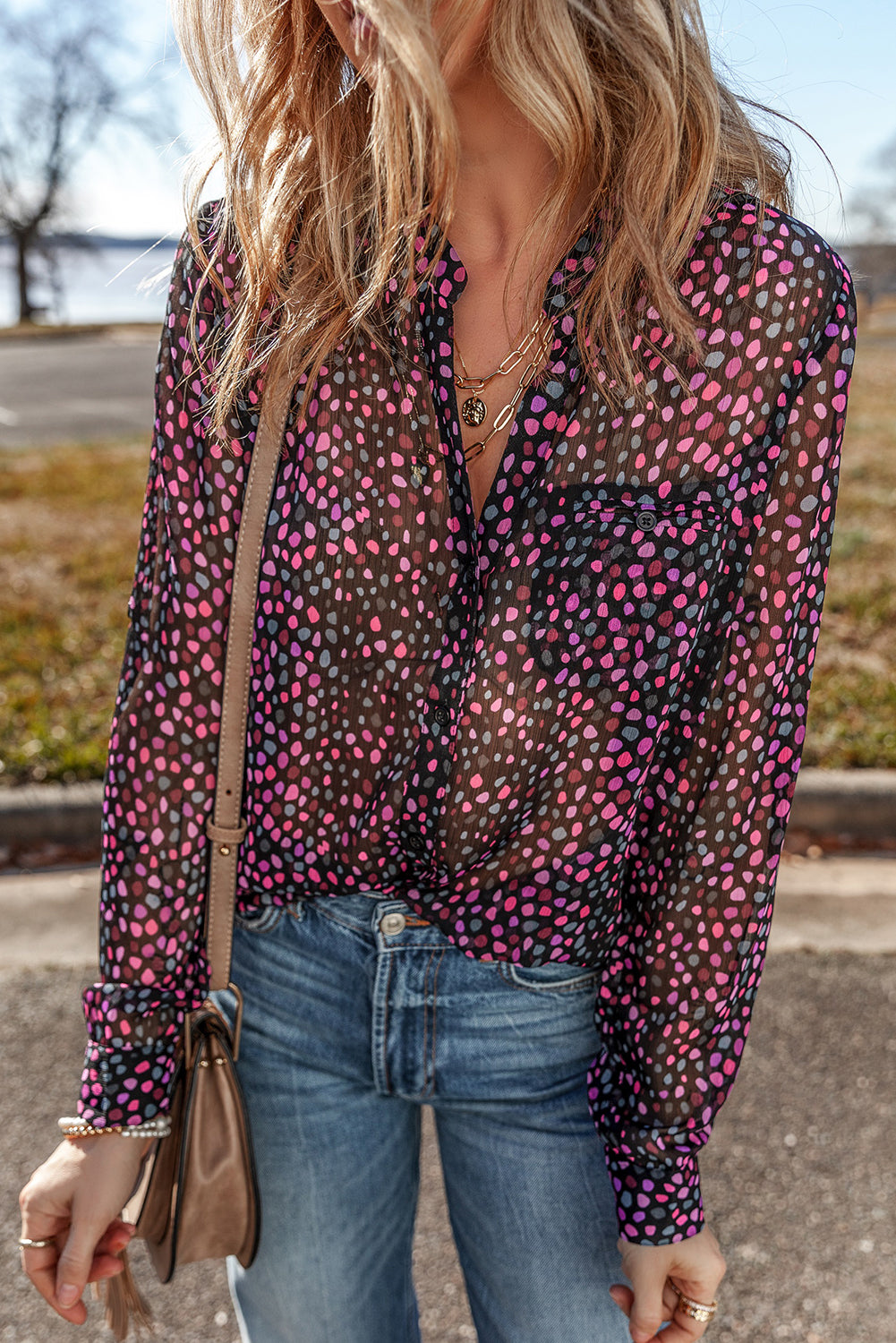 Polka Dot Long Sleeve Shirt