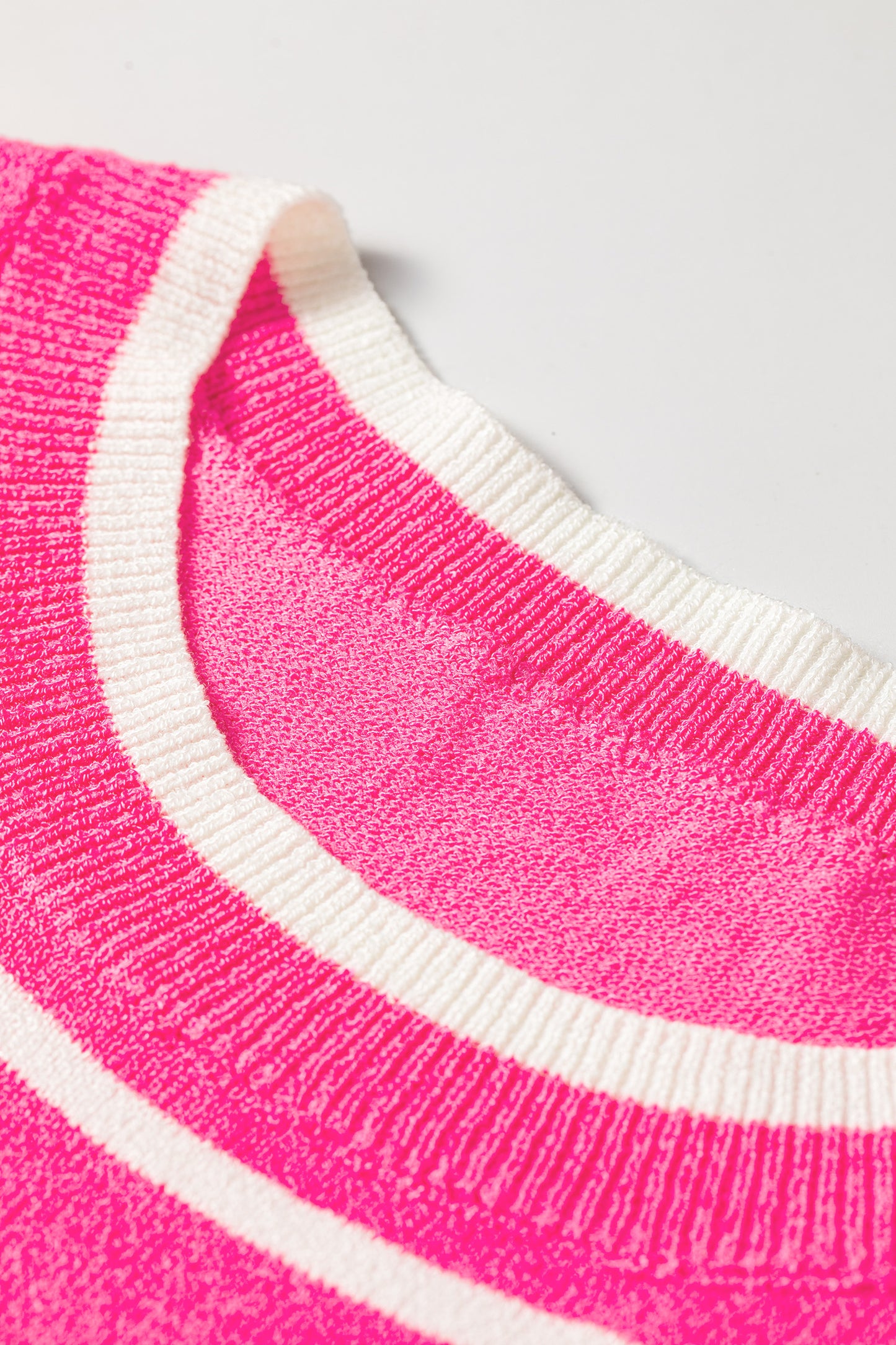 Stripe Ruffle Short Sleeve Knit Sweater