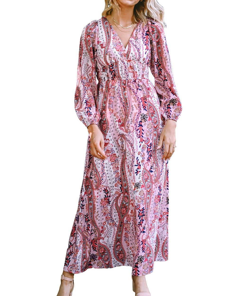 Paisley Long Sleeve Maxi Dress