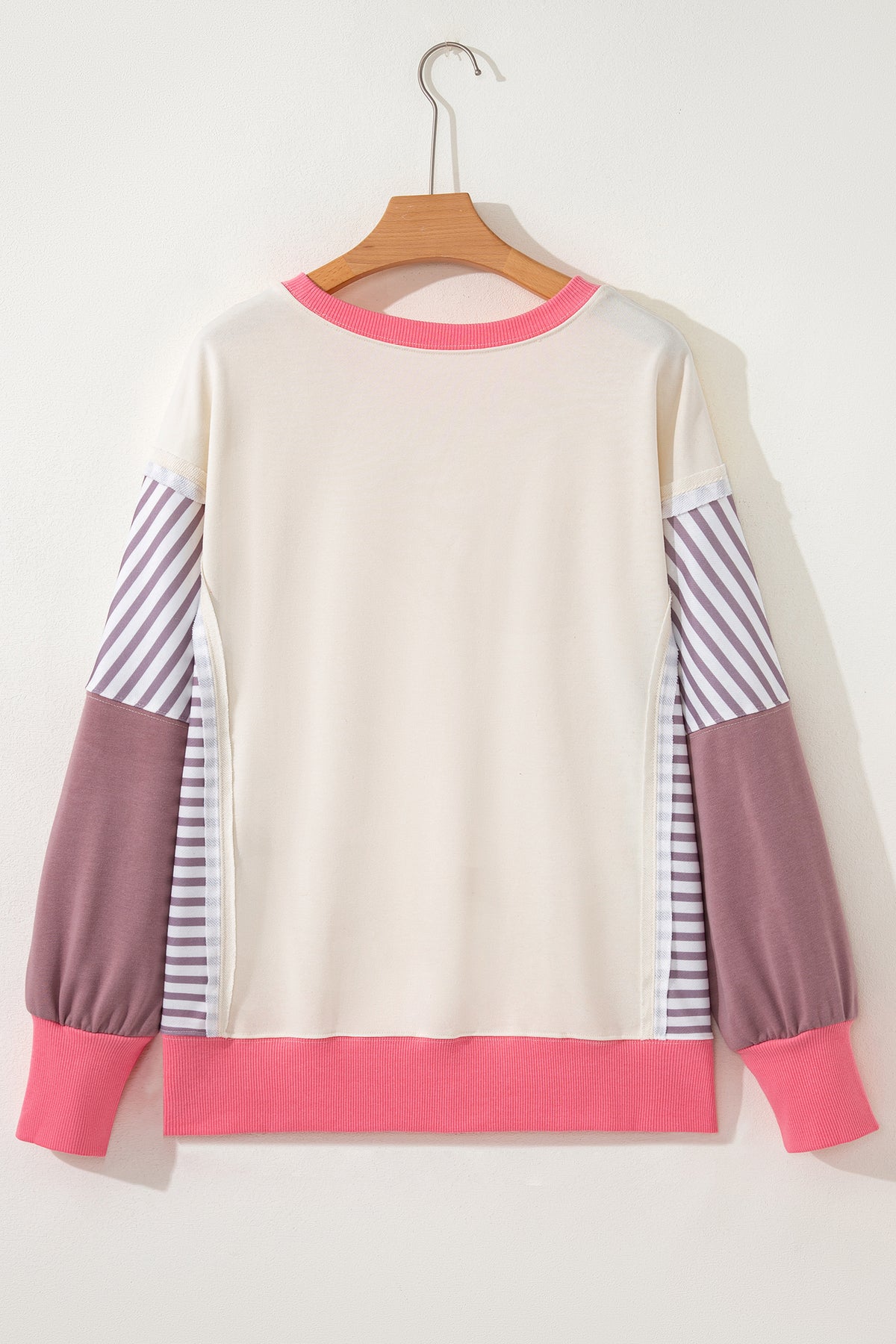 Colorblock Stripe Patchwork Dolman Sleeve Sweatshirt
