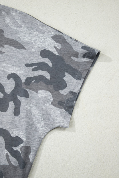 Camo Short Sleeve Round Neck T-Shirt