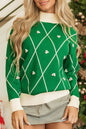 Diamond Pompom Contrast Trim Sweater