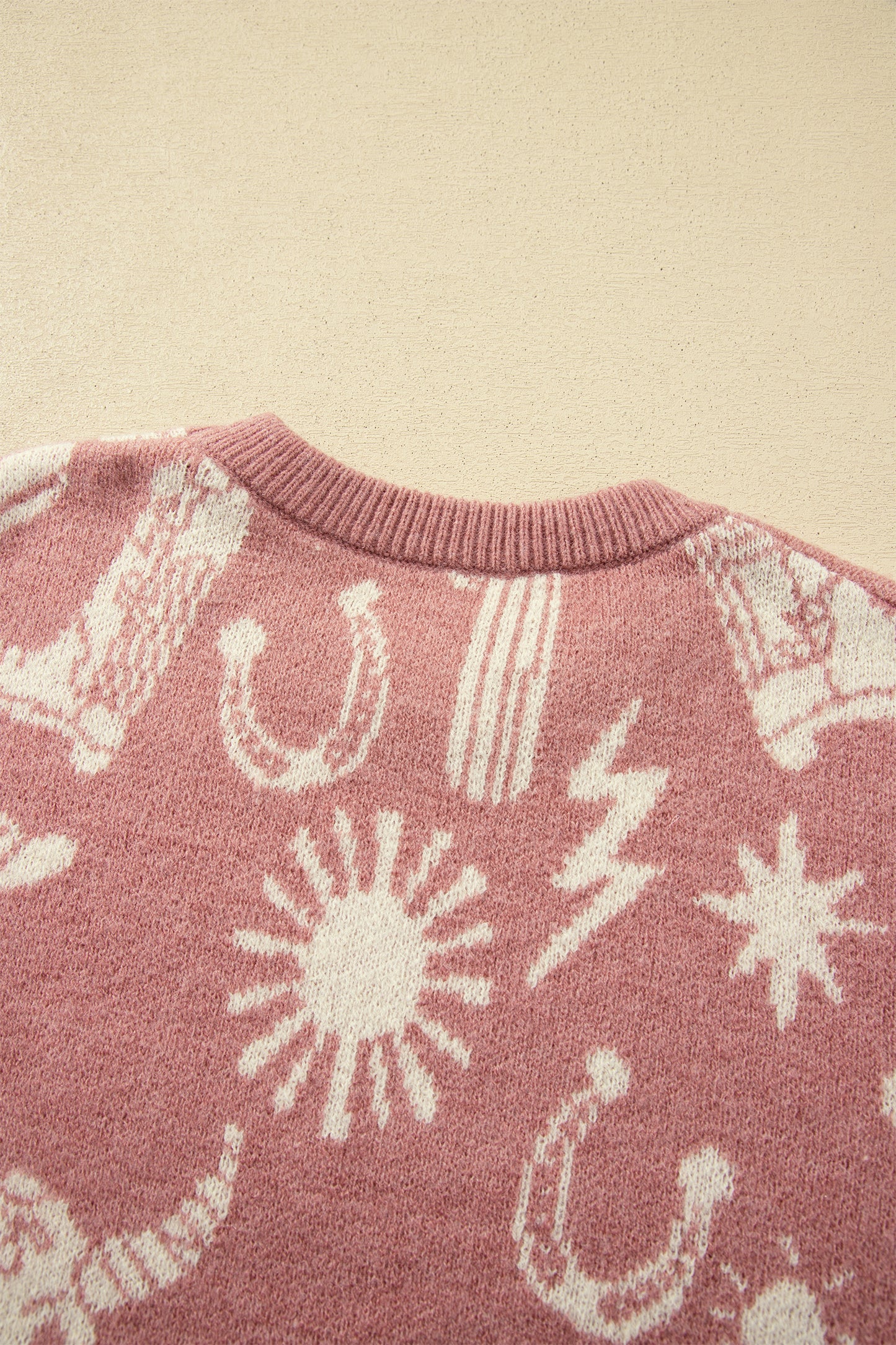 Western Drop Shoulder Long Sleeve Sweater