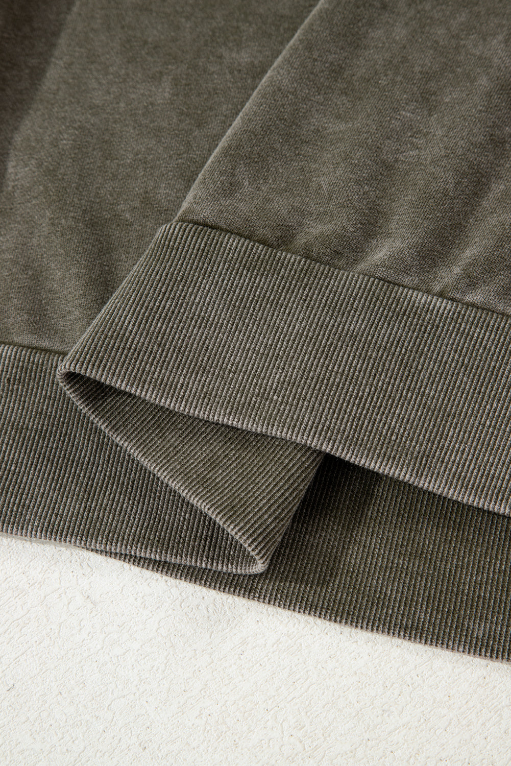 Lace Patchwork Mineral Wash Notched Neck Sweatshirt