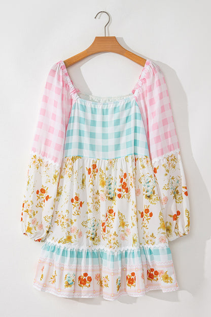 Floral Ric Rac Bubble Sleeve Dress