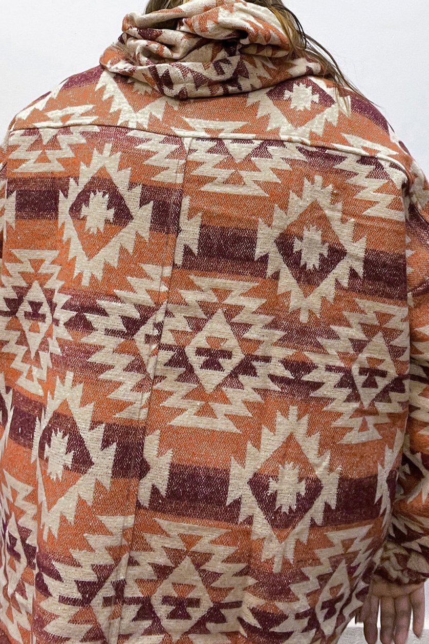 Plus Size Aztec Half Zip Hoodie