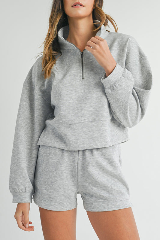 Zipped Sweatshirt and Shorts Set