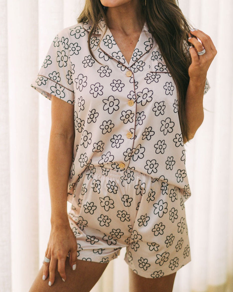 Floral Short Sleeve Pajama Set