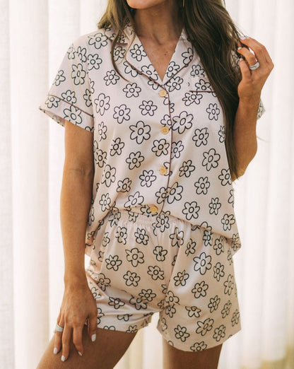 Floral Short Sleeve Pajama Set