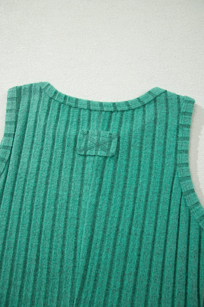 Solid Ribbed Knit Mineral Wash Tank Top