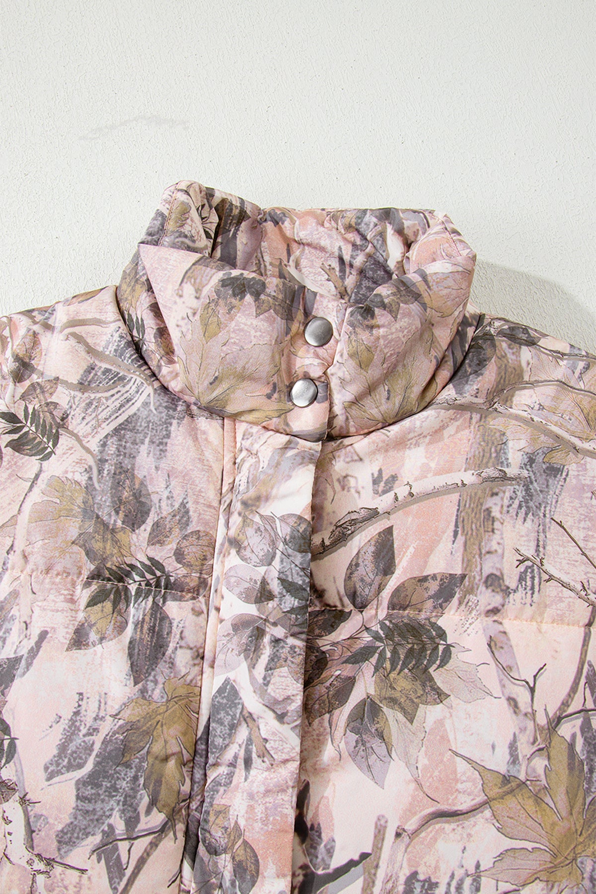 Woodland Camo Collared Sleeveless Puffer Vest