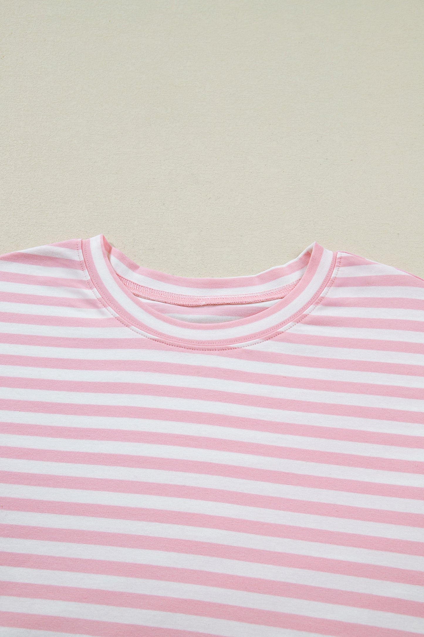 Stripe Drop Shoulder Top & Buttoned Pants Set