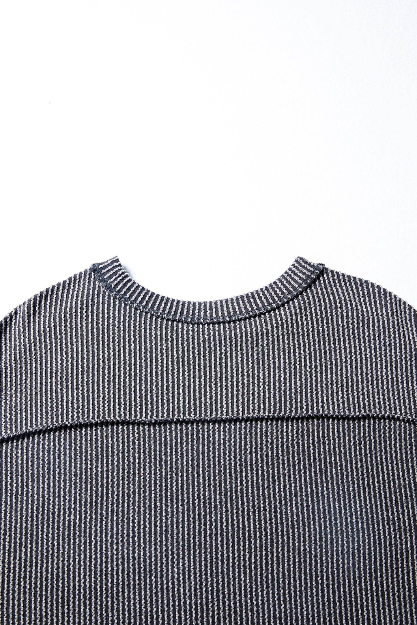 Solid Corded Knit Long Sleeve Top