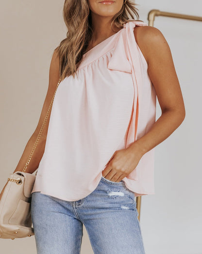 Asymmetric Tie On Shoulder Top