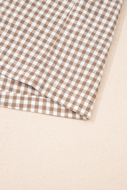 Plus Size Gingham Plaid Ruffle Contrast Trim Shorts