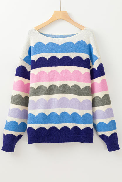 Stripe Balloon Sleeve Sweater