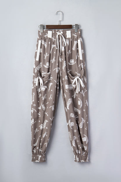 Western Cactus Cowgirl Drawstring Jogger Pants