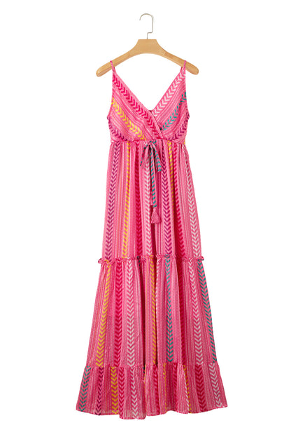 Chevron Stripe Tassel Maxi Dress