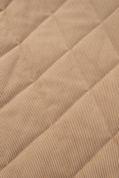 Plus Size Quilted Corduroy Snap Button Vest Jacket