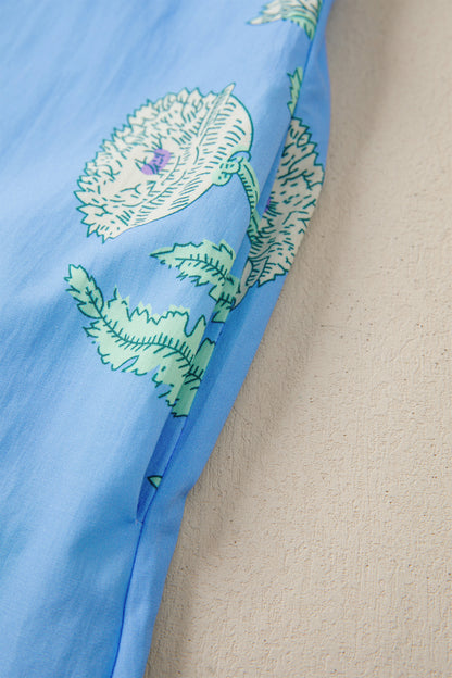 Plus Size Floral Stripe Contrast Short Sleeve Mini Dress