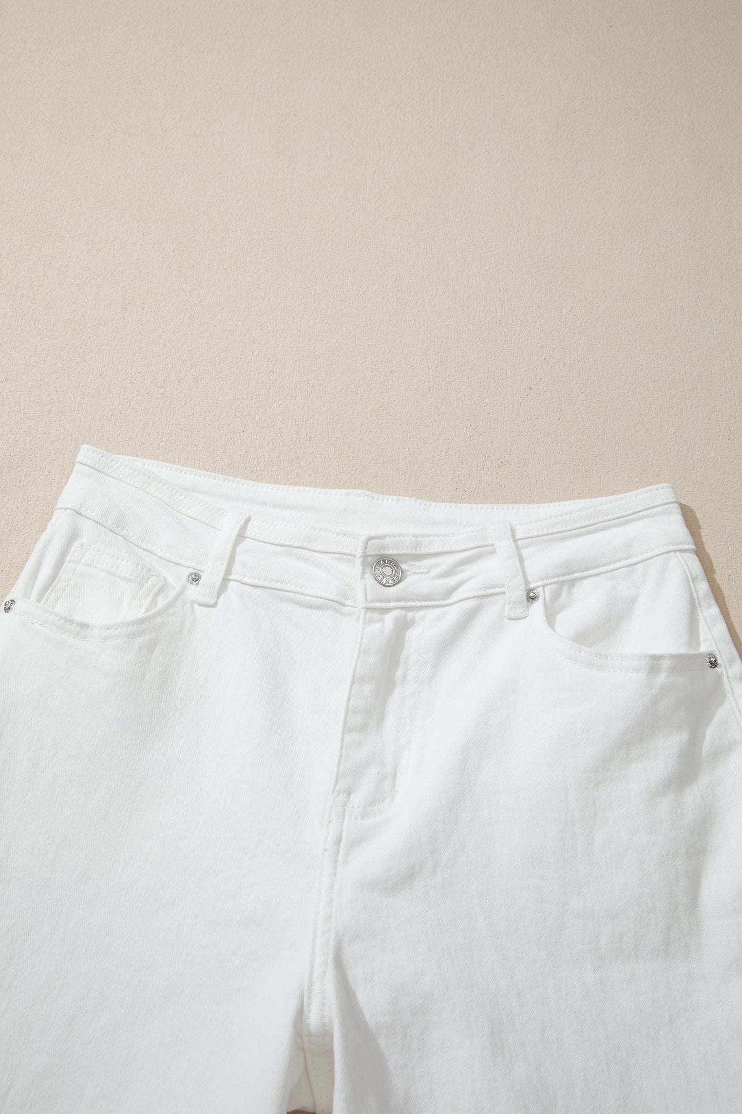 Solid Denim High Waist Wide Leg Jeans