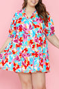 Floral Tiered V-Neck Dress Plus Size