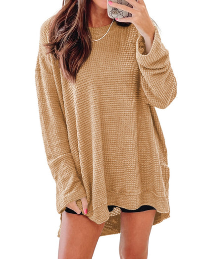 Waffle Oversized Long Sleeve Top