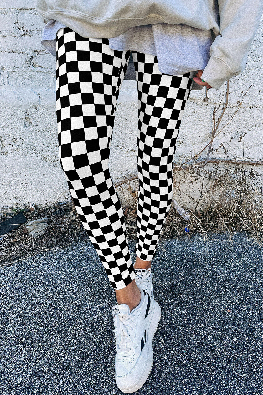 Checker High Waist Skinny Leggings