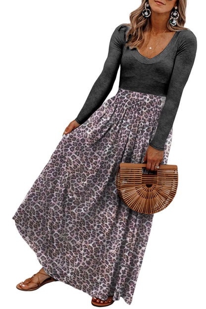 Leopard Long Sleeve Maxi Dress