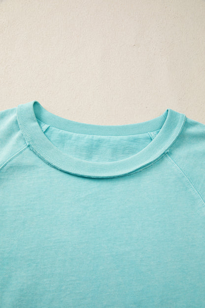 Mineral Wash Raglan Sleeve Boxy Cropped Tee