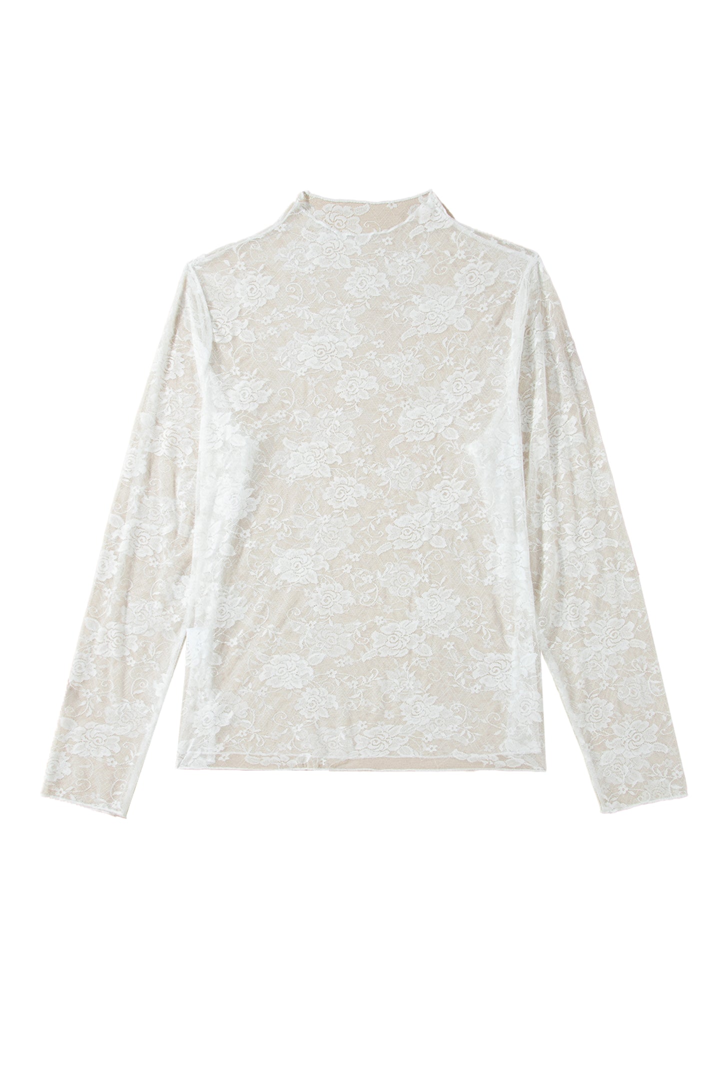 Plus Size Floral Mesh Long Sleeve Top