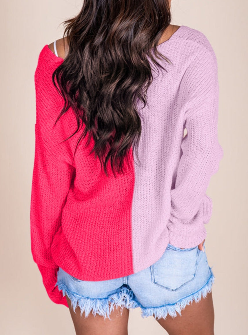 Vibrant Colorblock Long Sleeve Sweater