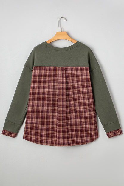 Plaid Patchwork Drop Shoulder Sweatshirt