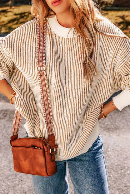 Stripe Contrast Trim Sweater