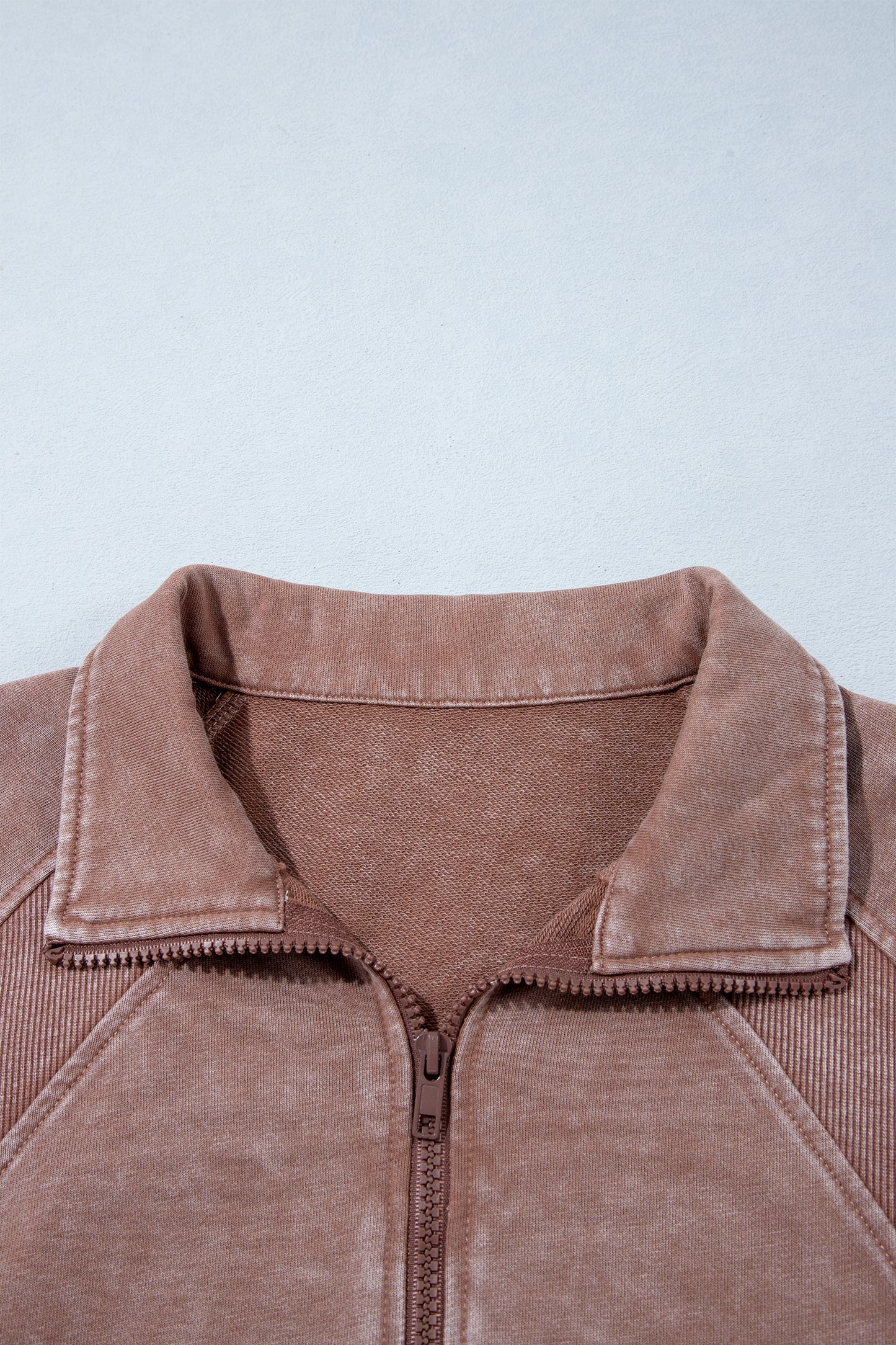 Mineral Wash Half-Zip Ribbed Hem Sweatshirt