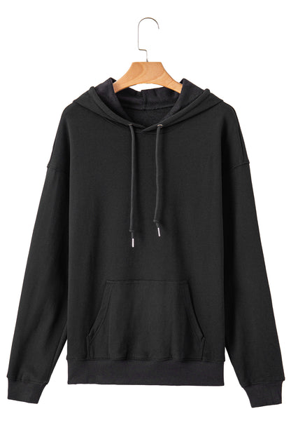 Fleece Lined Pocketed Drawstring Hoodie