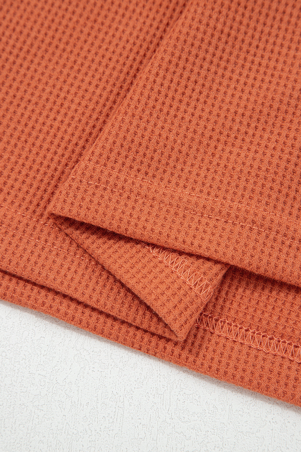 Stripe Waffle Patchwork Hooded Long Sleeve Top